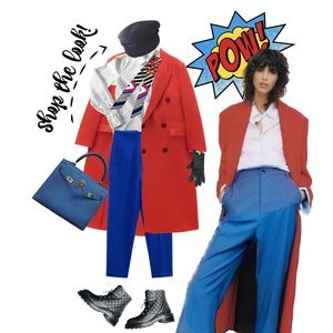 OVERSIZED Red Coat, size medium